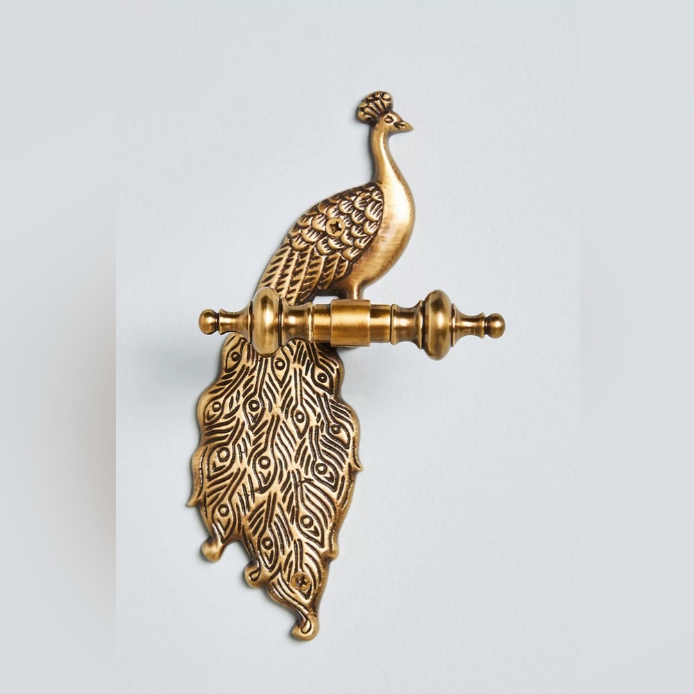 Anthropologie Brass Peacock Wall Hook